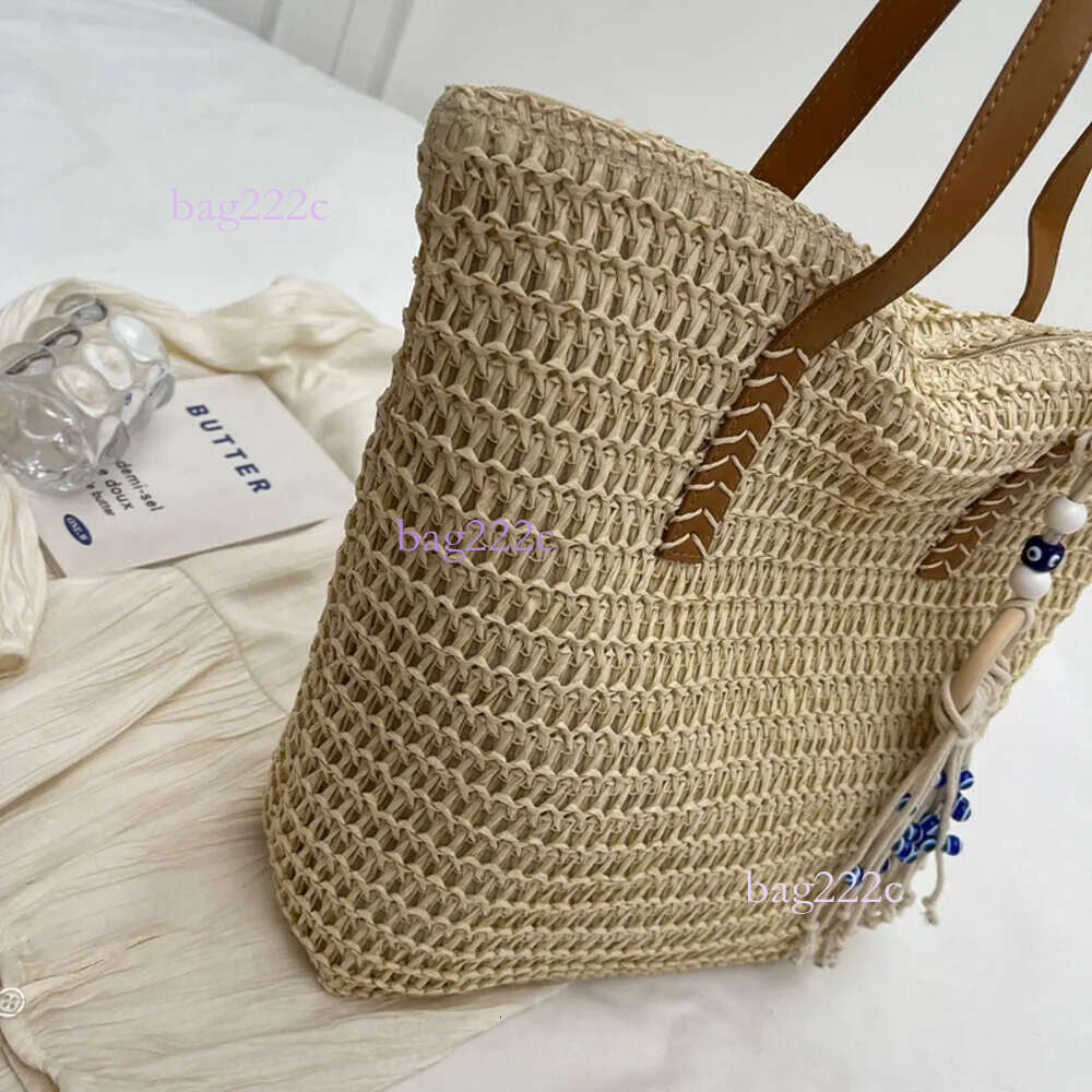 Large Capacity Straw Simple Stripe Woven New Fashion Casual Beach Bag, Seaside Vacation Tote Bah6.20#34
