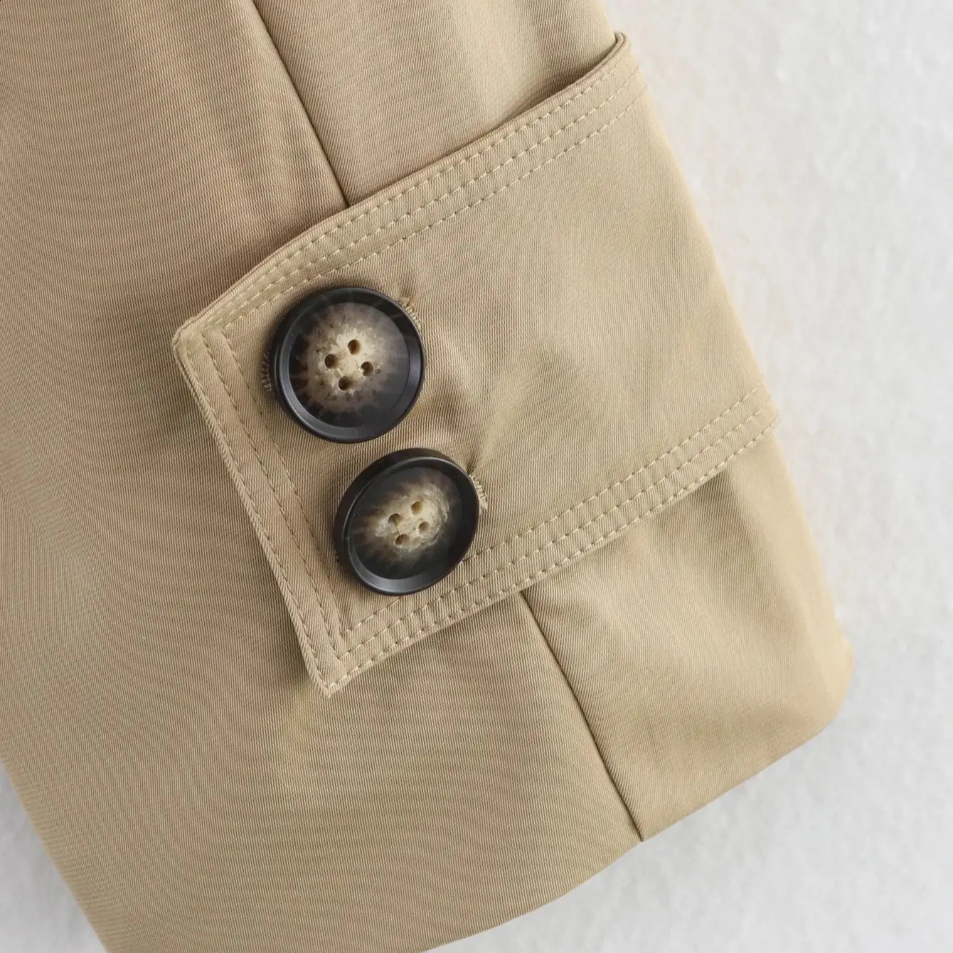 Khaki Trench Coat Women Double Breasted Jacket Woman Stand Collar Full Sleeve Pocket Autumn Casual Loose Outerwears Lady 251013