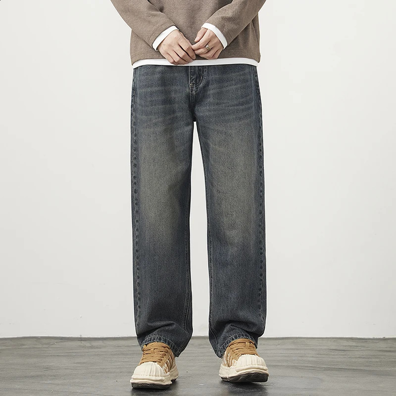 Highend Quality Autumn and Winter Retro Wash Jeans Man Loose Straight Leg N High Street Casual Pants 251018