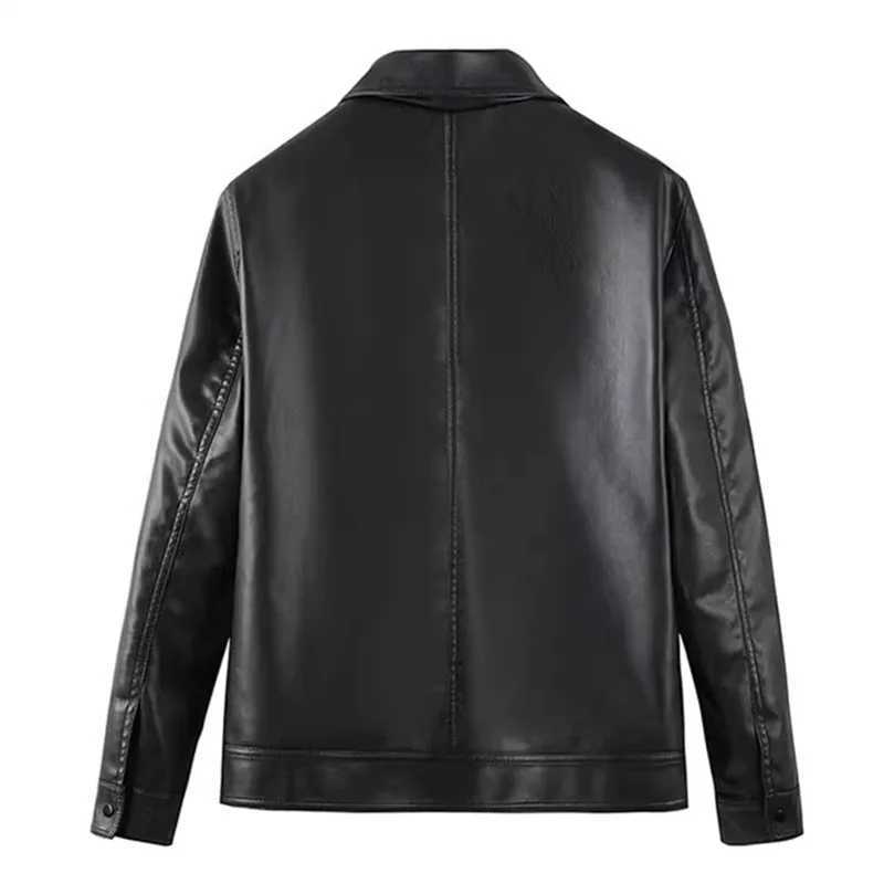 Spring Autumn Korean Style Leather Jacket Men Turn Down Collar Motorcycle Pu Leather Coats Fashion Mens Moto Biker Leather Tops W251023