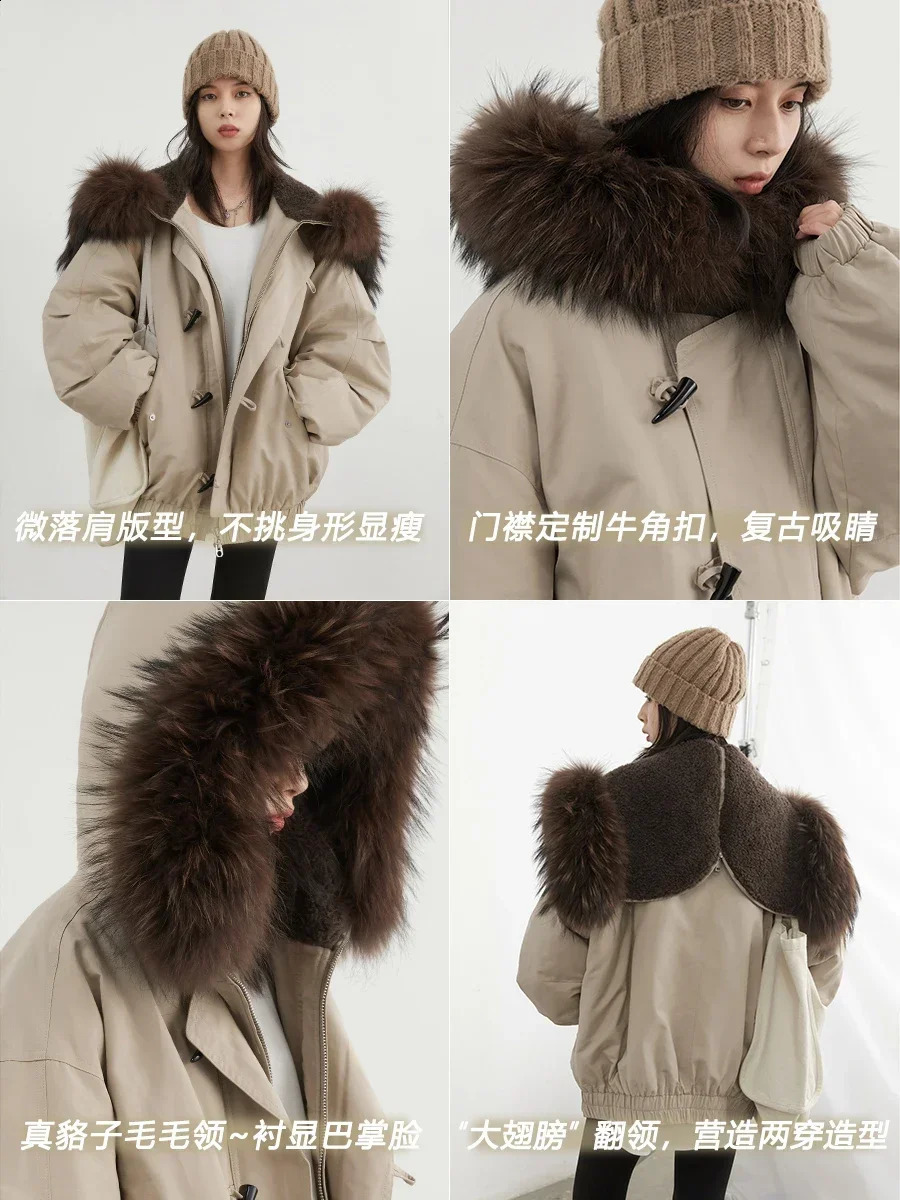 CHIC VEN Korean Women Down Coats Loose Casual Hooded Female Jacket Horn Button 90 White Duck Winter 251022