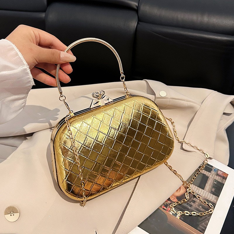 Luxury Brand Designer Bag New Track Women's Shoulder Bag 2025 New PU Woven Clip Chain Hardware Women's Handheld Crossbody Bag