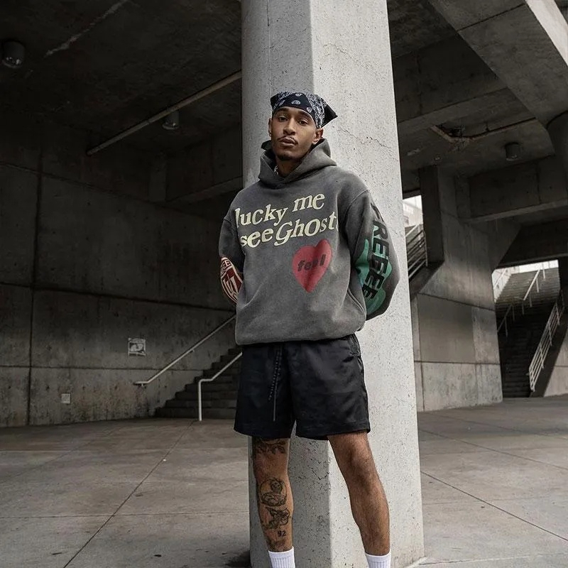 Men's Hoodies Haruku Graffiti Lucky Me I See Ghosts Letter Designer Hoodie Jacket Tracksuit Men Polo Veste Coat Winter Sweatshirts Men And Women 