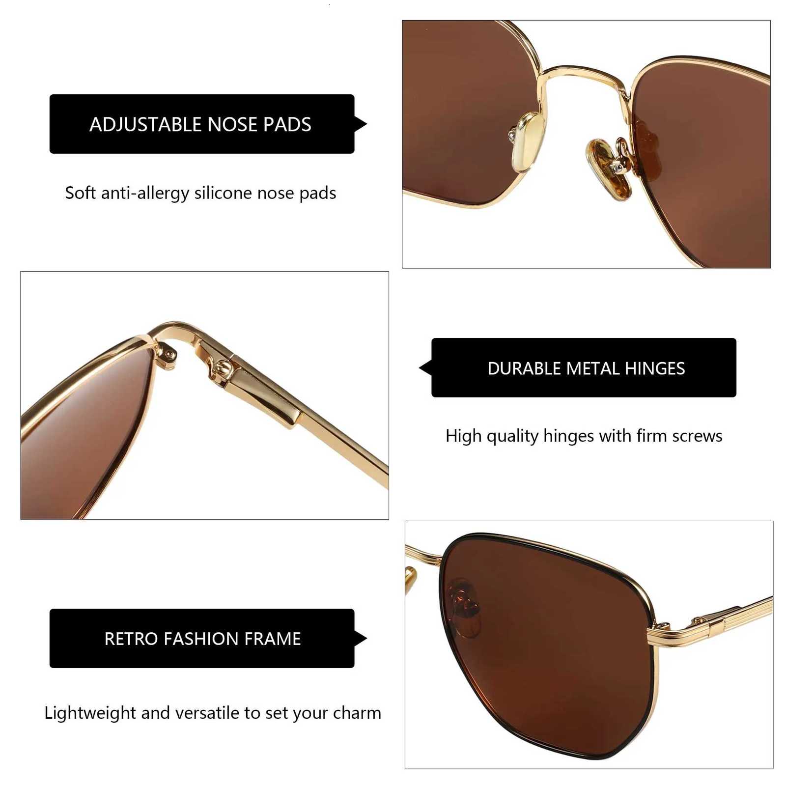 ZENOTTIC Hexagon Polarized Retro Sunglasses for Men WomenVintage Metal Frame Design UV Protection Trendy Fashion ShadesW251023