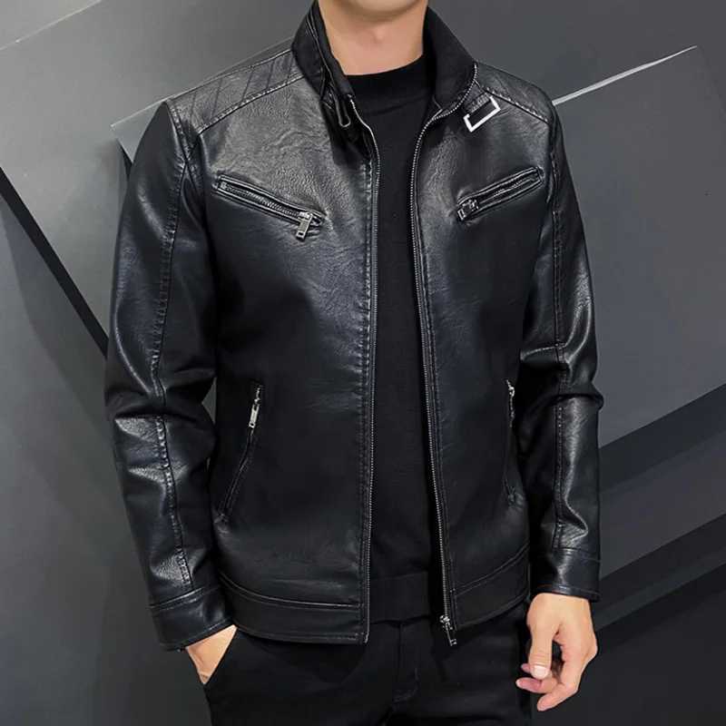 2024 Highquality Leather Men Autumn New Fashion Handsome Young Motorcycle Jacket PU Leather Men Trend Men Jacket W251023