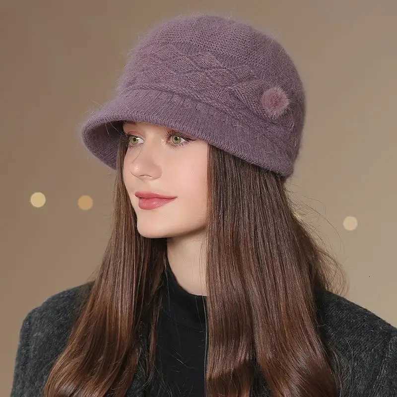 Hot Sa Wen Winter Hat Keep Warm M Outdoor Add Fur Li Hats For Wen Casual Fur Bucket Knitted HatW251023