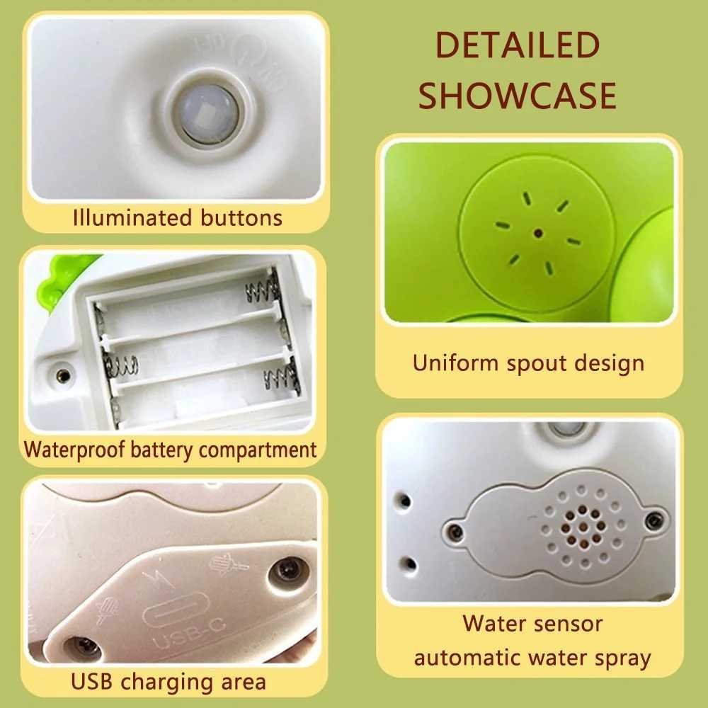 AutoSensing Spray Frog Bath Toy with LED Light Button BatteryUSB Rechargeable Baby Shower Water Play Toy for Kids Gifts J251023