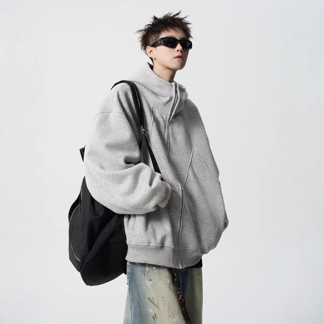 Heavyweight Deconstructed Designer Hoodie Jacket Tracksuit Men Polo Veste Coat Hoodie For Men Winter Trendy Brand Design Patchwork Sweatshirt High