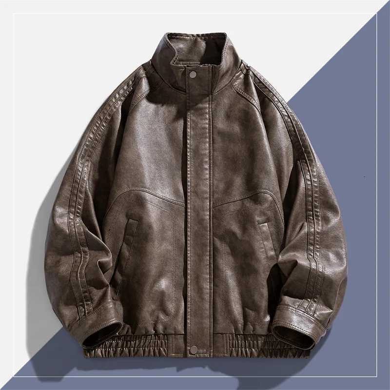 Versatile StandUp Collar Leather Jacket Retro Trendy Soft Crisp Durable Spring Autumn 2025 Collection Fashionable W251023