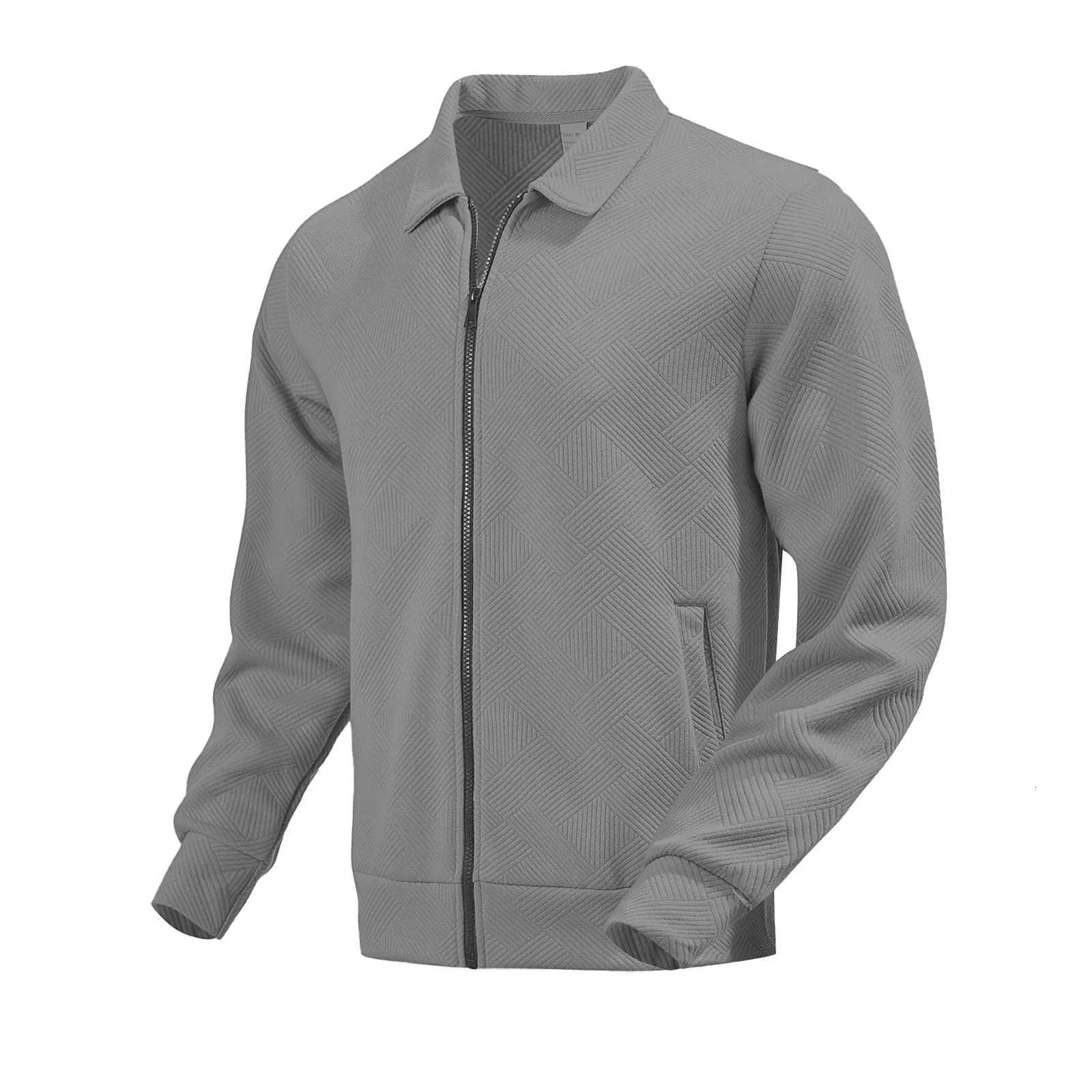 Mens Autumn Leisure Knit Zipper Cardigan Slim Jacket Business Casual Polo Collar Jackets Outdoor Sports Zipper Cardigan Coat W251023