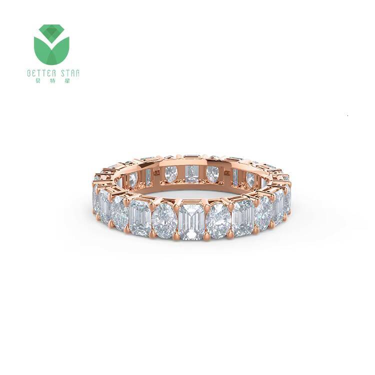 Luxurious Pave Lab Grown Diamond White Gold Ring IGI Certified Oval Emerald Shape Lab Created Diamond Wedding Ring Fine Jewelry