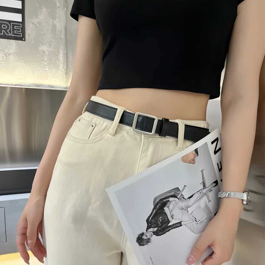 PU Leather Belt For Women Square Buckle Pin Buckle Jeans Black Belt Chic Luxury Brand Ladies Vintage Strap Female WaistbandXJ251023