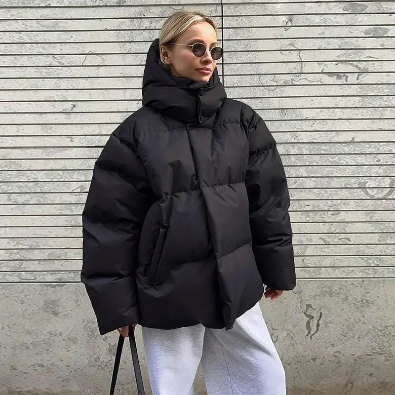 Zekye Winter Solid Color Jacket Zipup Womens Lightweight Padded Bomber Long Sleeve Coats Ladies Coat 251021