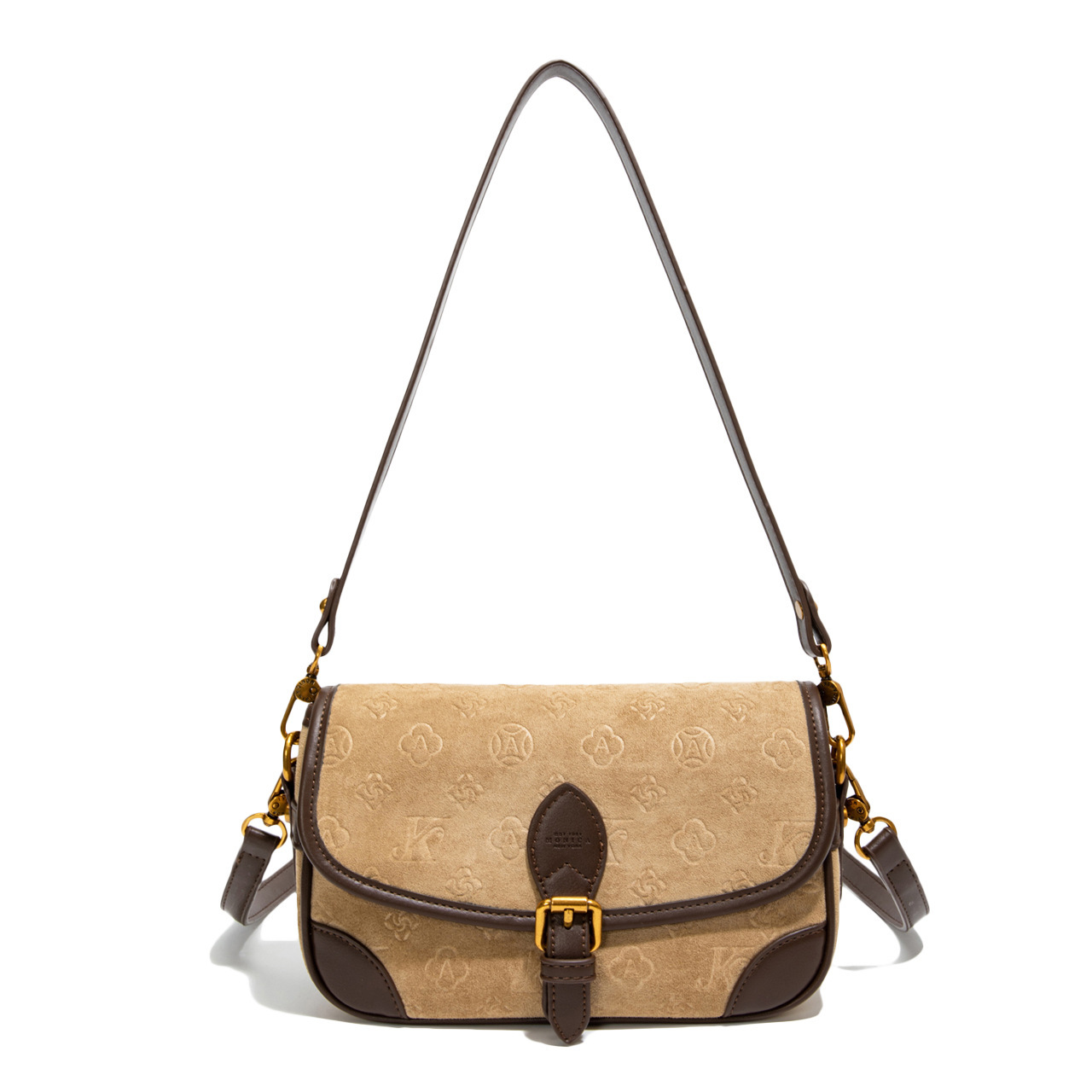 Luxury Brand Designer Bag Monica Qiqi Suede Embossed Large Capacity Shoulder Crossbody Small Square Bag For Women 2025 New Model