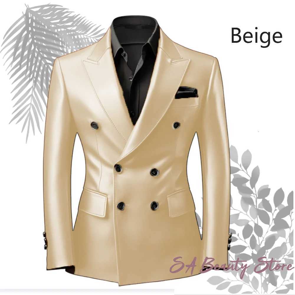 Tailored Fashion Suit Leather Jacket Leather Blazers Brown leather business suit jacket W251023