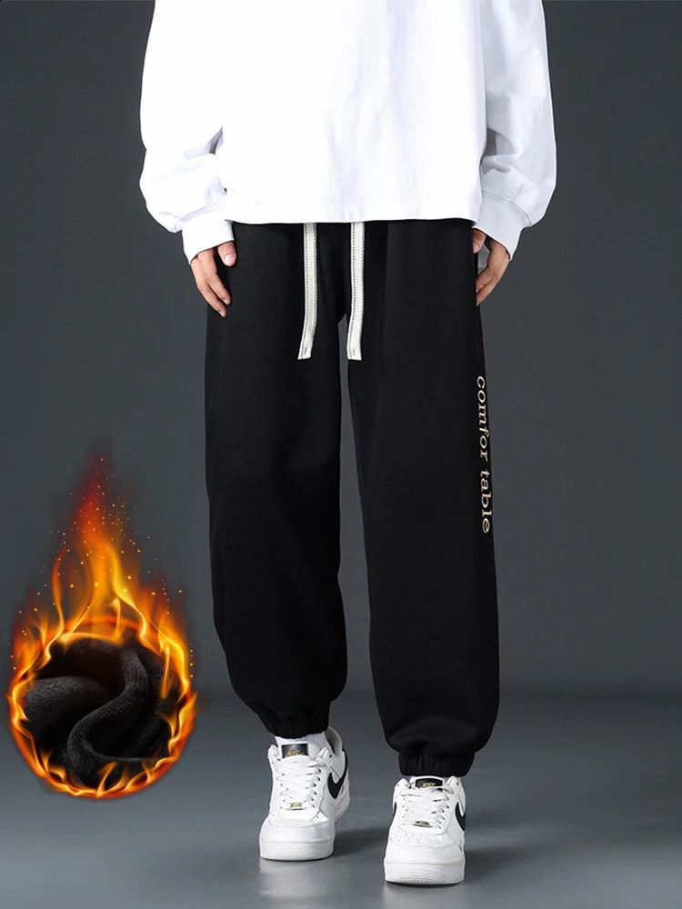 Mens Winter Fleece Jogger Pants AnkleLength Thick Warm Knitted Sweatpants with Letter y Sport Pant Asian Size M8XL 251023