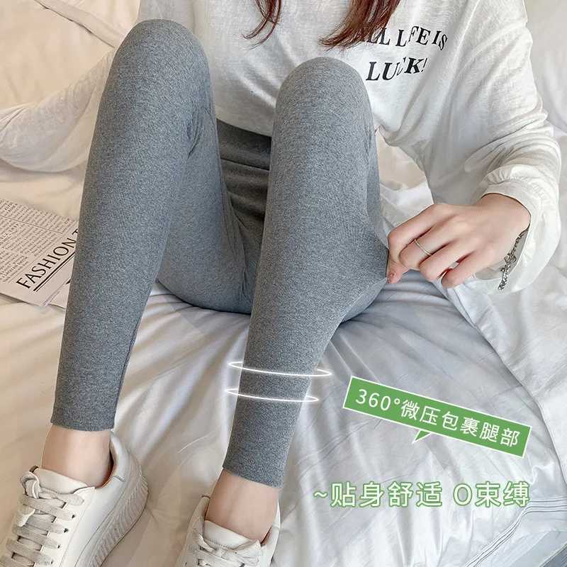 2024 New Gray Leggings Women Spring Autumn Thin Cotton Highwaisted Skinny Large Size Nineminute Long Pants Black Thick TightsT251023