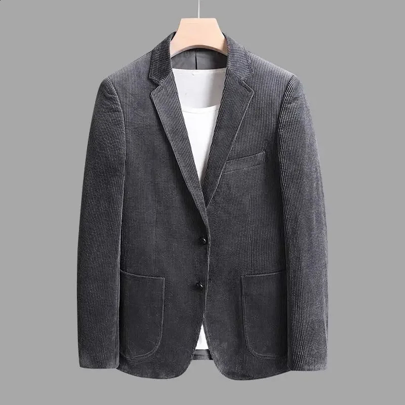 Fashion AutumnWinter Thickened Corduroy Suit for Young Men Korean Version Slim Retro Casual Warm Jacket Mens Clothing 251023