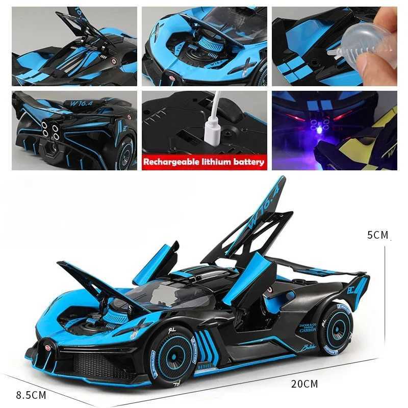 Spray 124 Bugatti Bolide Supercar Alloy Model Sound Light Diecast Toy Vehicle Boy Car Toy Gift Collectable Miniature Home DecorT251023
