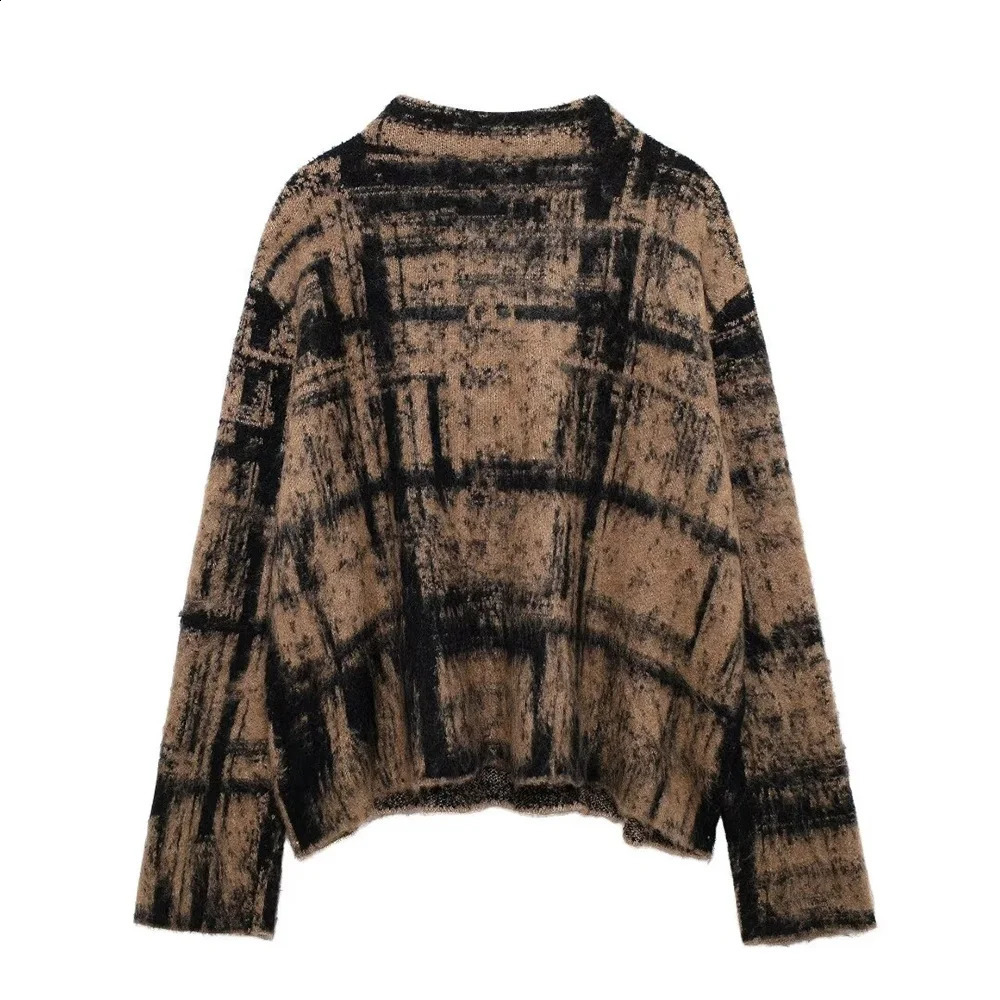 UNIZERA plaid round neck long sleeved jacquard knitted sweater high waisted skirt autumn and winter womens set 251022