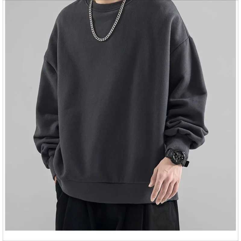 Sweatshirt 2025 new autumn and winter round neck top long sleeved Tshirt mens solid color versatile J251021