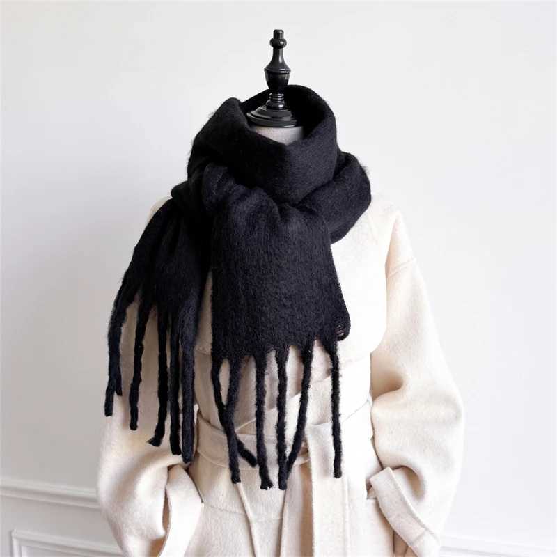 Winter Scarf for Women Cashmere Warm Solid Blanket Wraps Female Thick Soft Bufanda Big Tassel Shawl Long Poncho Echarpe J251113