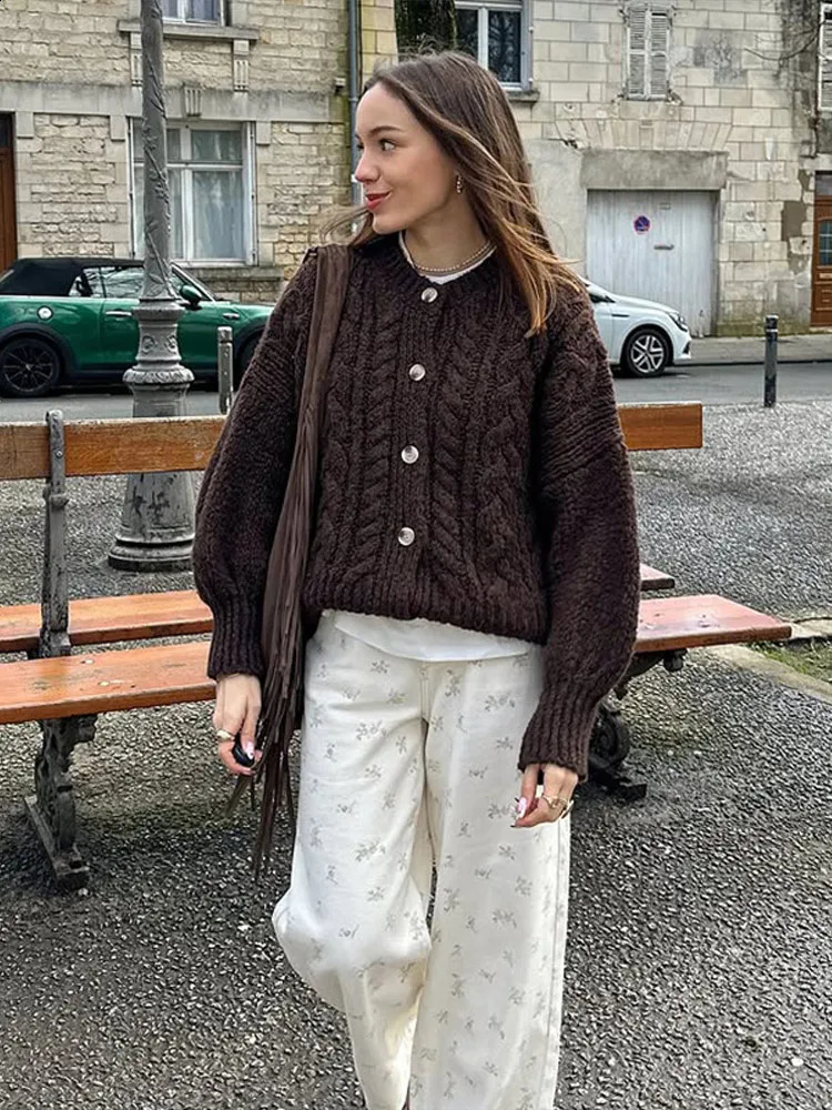 Casual Solid Knitted Women Cardigan Long Sleeves Oneck Single Breasted Female Sweater Autumn Winter Fashion Lady Knitwear 251022