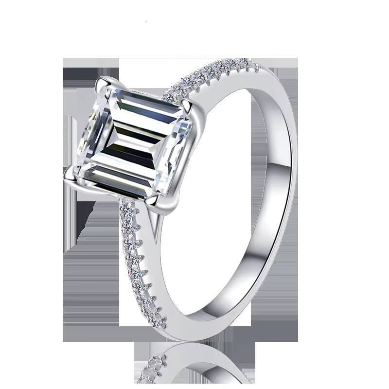 Fine Jewel Designer Luxury Love Engagement Emerald Wedding Party Gift S925 Sterling Silver VVS1 Moissanite Ring of Woman Ladies