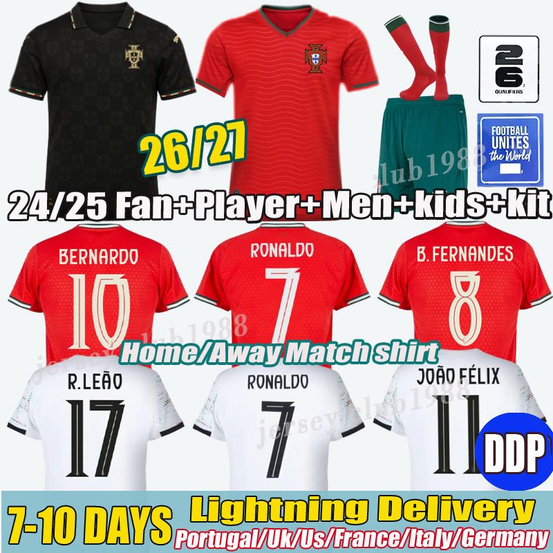 25 26 Portugal Jersey 7 RONALDO jersey PEPE BERMARDO Bernardo B.FERNANDES LEAO Ramos Dias Felix football shirt fans player version Men Kids kit Soccer Jerseys