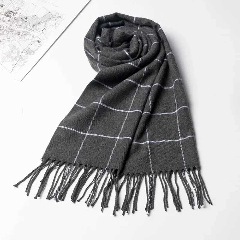 2023 New Winter Men Scarf Keep Warm Cashmere Scarves Casual Brand Designer Neckerchief Tassel Business Shawl Wrap J251113