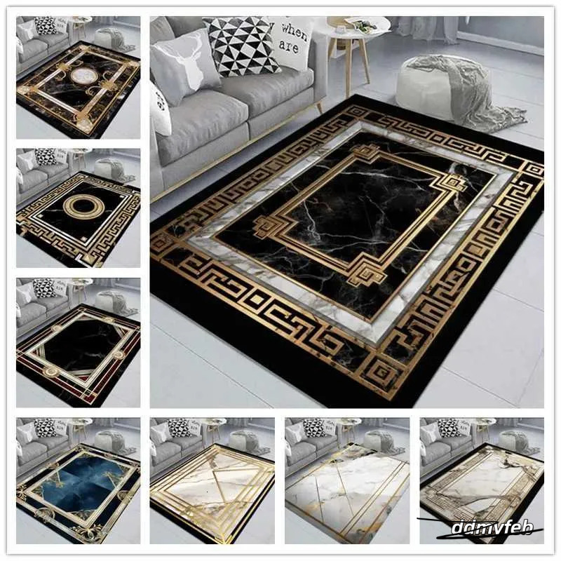 Living Room Carpet Black Area Rug: Soft, Non-Slip Floor Mat For Bedroom, Kitchen, Coffee Table - Washable And Durable Ddmyfeb