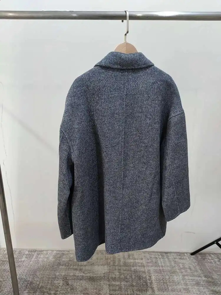 EWQ Korean Loose Long SleeveTurndown Collar Solid Woolen Coats Women Doublefaced Cashmere Coat Winter Autumn 16O1639 251021