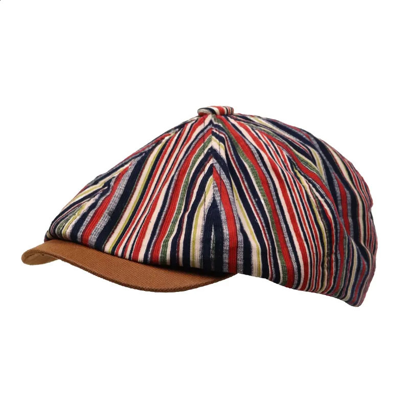 British Striped Painter Hat Retro Red Ombre sboy Cap Unisex Korean Style Octagonal Beret 251021