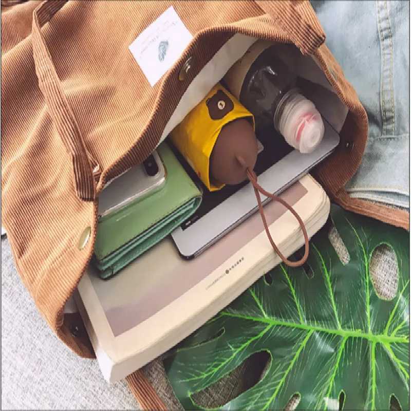 Retro Women Corduroy Shoulder Bags Solid color Shopping Bags Reusable Tote 2022 New Female Bag Handbags Large Shopper Totes BagsL251023