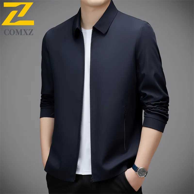 COMXZ Men Jacket Business Casual High Quality Light Luxury Wrinkle Resistant Office Travel Golf Slim Fit Coat Autumn Outerwear W251023