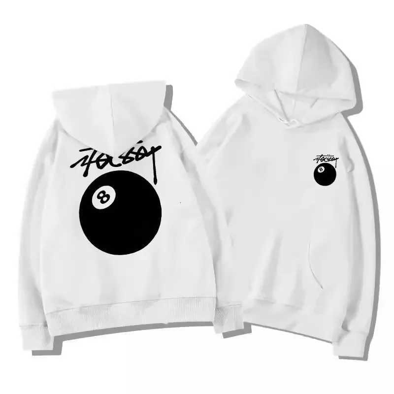 Loose American Style Heavy Black 8 Billiard Print Hoodie Sweatshirt for Men And Women Couples Spring Autumn Winter OuterwearT251023