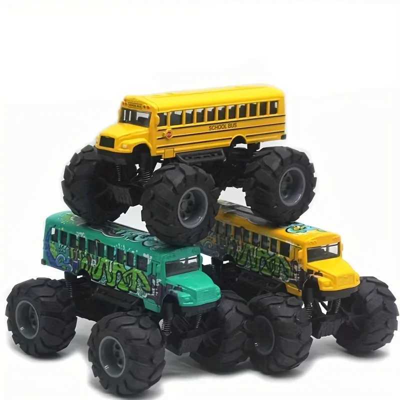 Model Pullback Action Toy Monster Truck Alloy Big Wheels Play Vehicle Car Gifts for Boys Girls Monster School Bus Die Cast MetalT251023