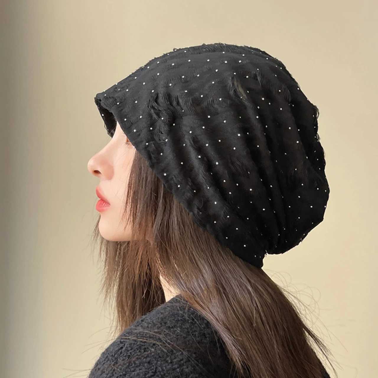 Autumn Baggy Beanies for Women Korean Holes Ear Protection Sloughy Hats Solid Color Lady Girl Pullover CapsXJ251023