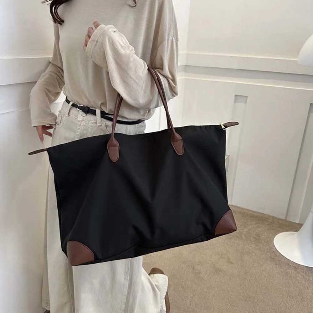 Solid Color Oxford Tote Bag Large Capacity Korean Style Nylon Shoulder Bag Mommy Bag Shopping Bag Simple Underarm Bag OutdoorL251023