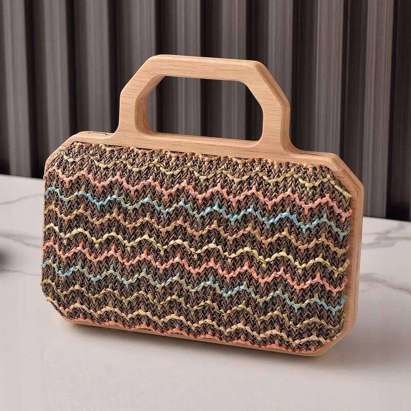 Designer Bags 2025 New Wooden Portable Woven Straw Fashion Handbag Daily Senior Dinner Bag Banquet Niche Luxury Bag