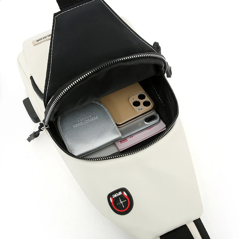 Fashion Leisure Mens Chest Bag PU Solid Color Male Messenger With Multi pockets Men Sport Shoulder For Commute Travel 251014