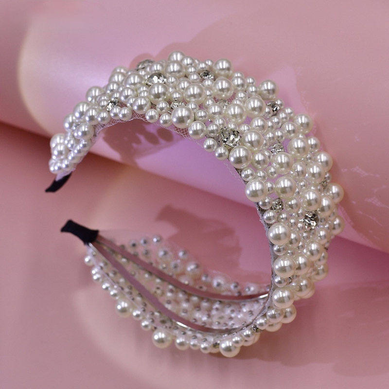 Hairpins designer HairJewelry Faux Pearl Handmade Woven Headpiece Accessories for Wedding Hairstyles: Pearl Wide Hair Accessory Crystal Headband Hair 