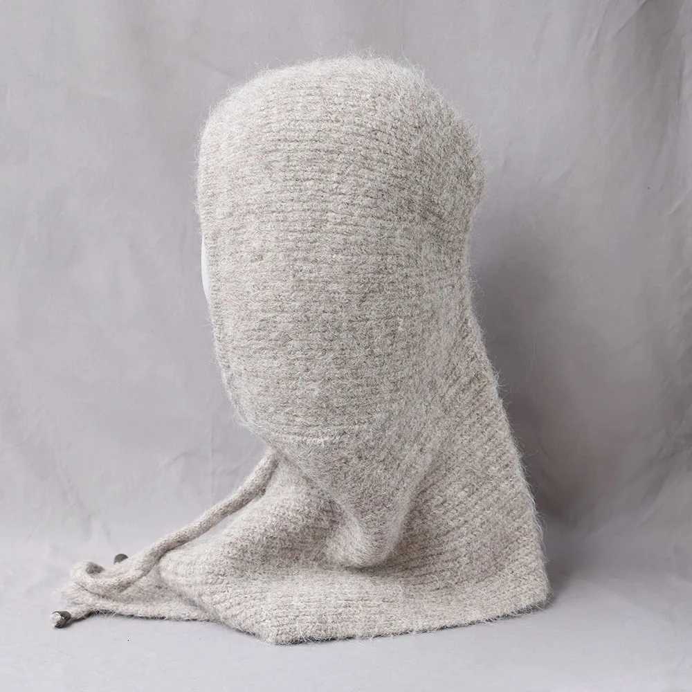 Unisex Wool Knitted clava Winter Ear Face Neck Protect OnePiece Scarf Hat Soft Warm Hooded Beanies Twist False CollarW251023