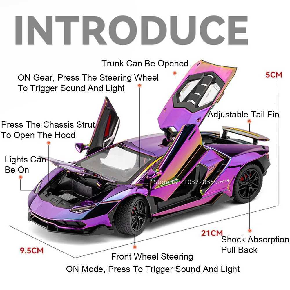 124 Lambor URUS LP770 Diecast Alloy Model Toys Car Doors Opened Sound Light Pull Back Miniature Vehices Fashion Gift for FriendT251023