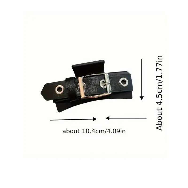 Black Leather Str Square Novelty Hair Cl Punk Style Y2K Hair Accories for Wen Cool Shark Clip Unique Fashion Hairpin Y251023