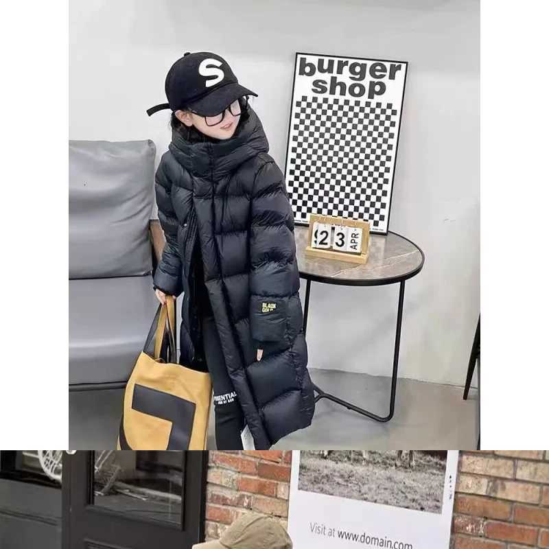 Long Padded Down Jacket for Boys and Girls Thick Parkas Hooded Warm Coats Black Child Winter Clothes Baby SnowsuitT251023