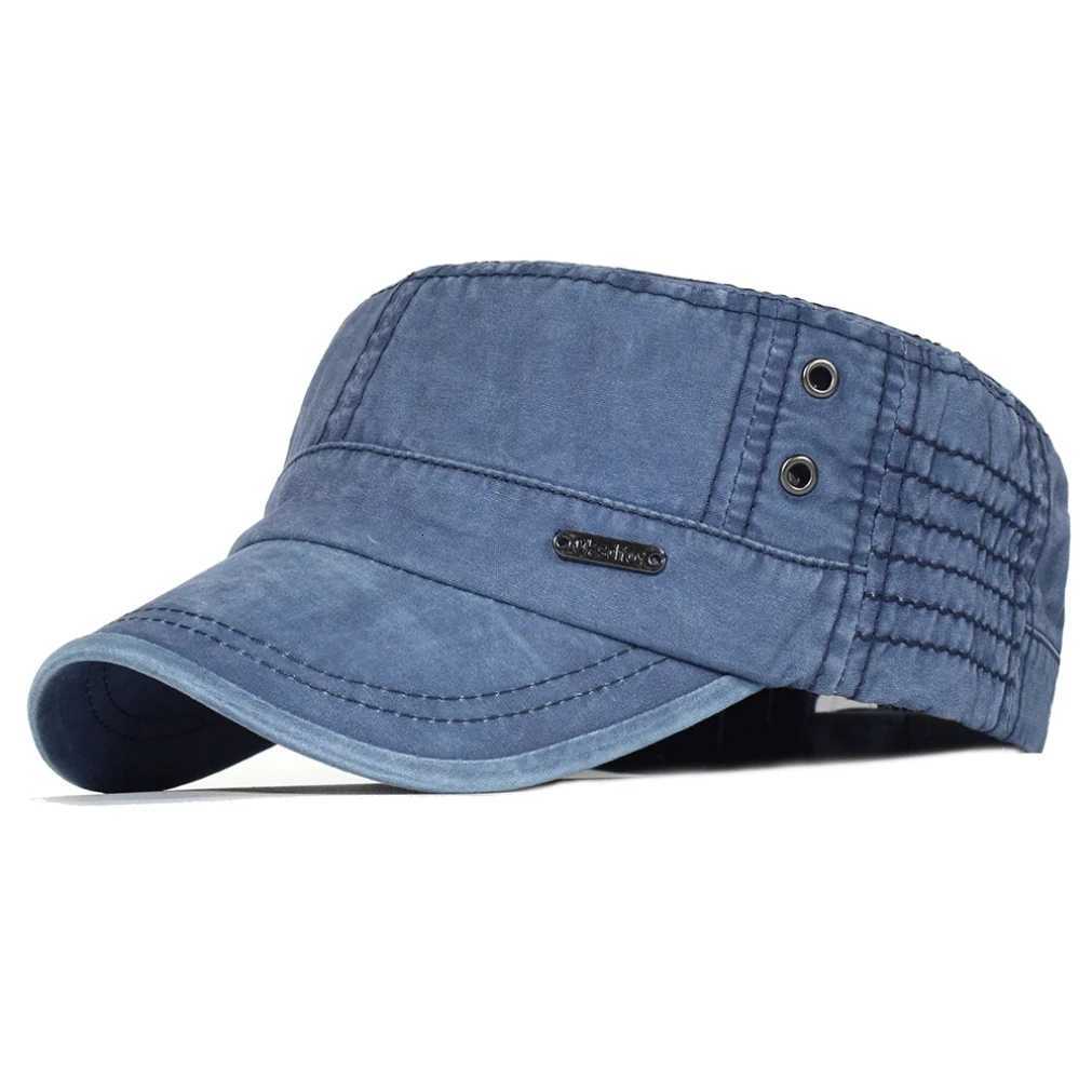 Four Seasons Washed Cotton Flat s Men Wen Military Unique Design Vintage Flat Top HatW251023