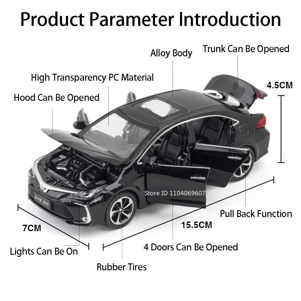 132 Robotaxi Corolla Mini Car Toy Models Alloy Diecast Sound Light Rubber Tires Pull Back Doors Opened Vehicle Toys Kids GiftsT251023