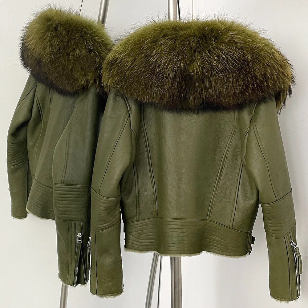 OFTBUY Raccoon Fur Collar Women Clothing Fashion Winter Real Leather Jacket s Sheepskin Coat Integrated 251018