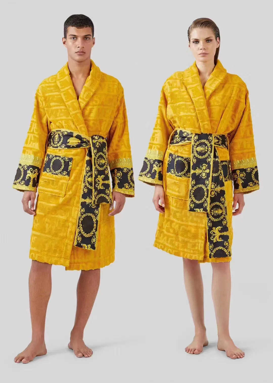 Fanjia PURe Cotton Bathrobe Absorbent Towel Material Couple Unisex AllSeason Bathrobe Long Nightgown C251023